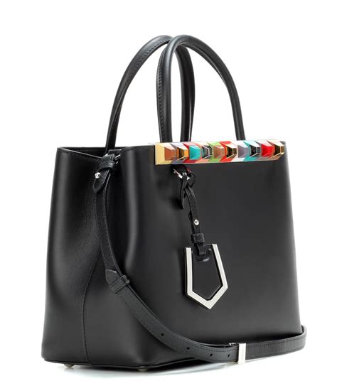 Fendi 2Jours Petite Leather Tote Bag, Black 